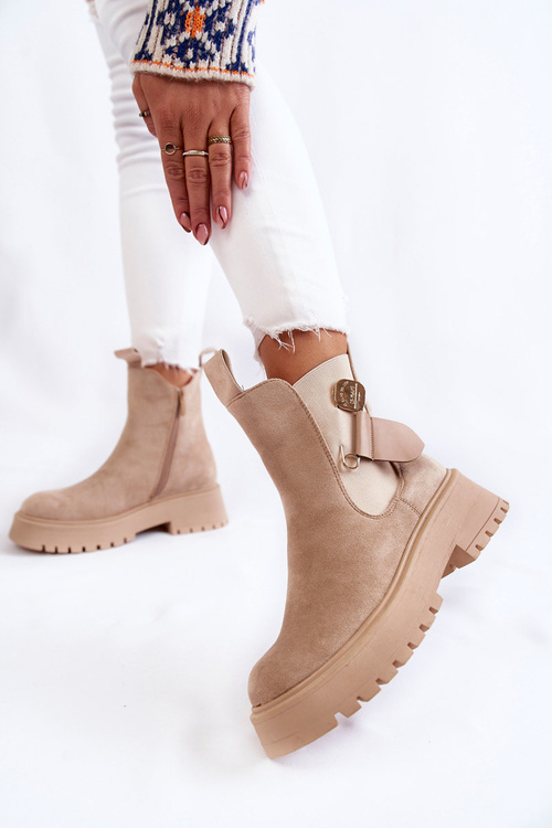 Semišové teplé boty Workers Béžove Magnis