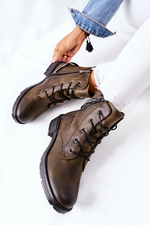 Dámské Kotníkové Ploché Workery Boty Hnědé Goorey