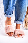 Dámské Kožešinové Papuče Růžové Cold Days