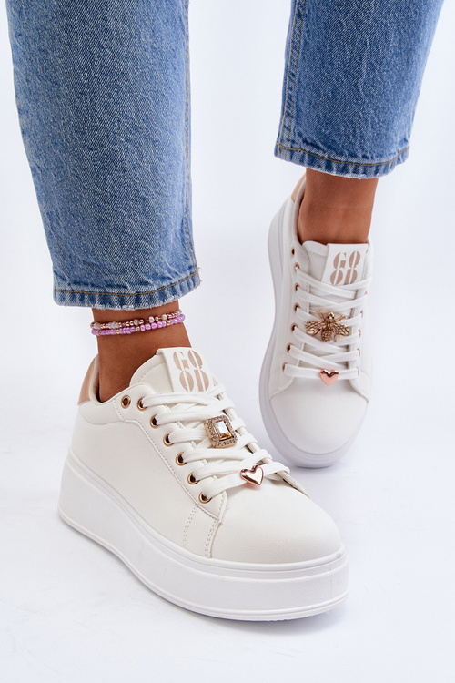 Dámske tenisky na platforme s bielymi ozdobami Herbisa