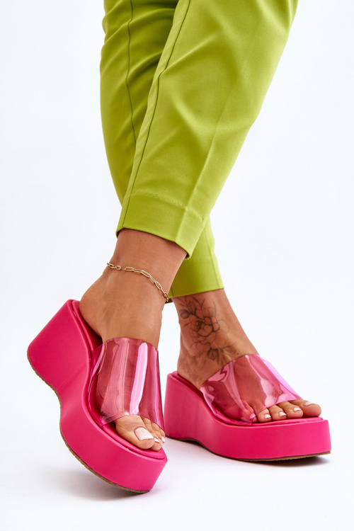 Dámské transparentní pantofle na klínku Fuchsia Eliane