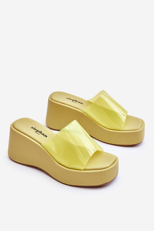 Dámské transparentní pantofle na klínku Světle zelená Eliane