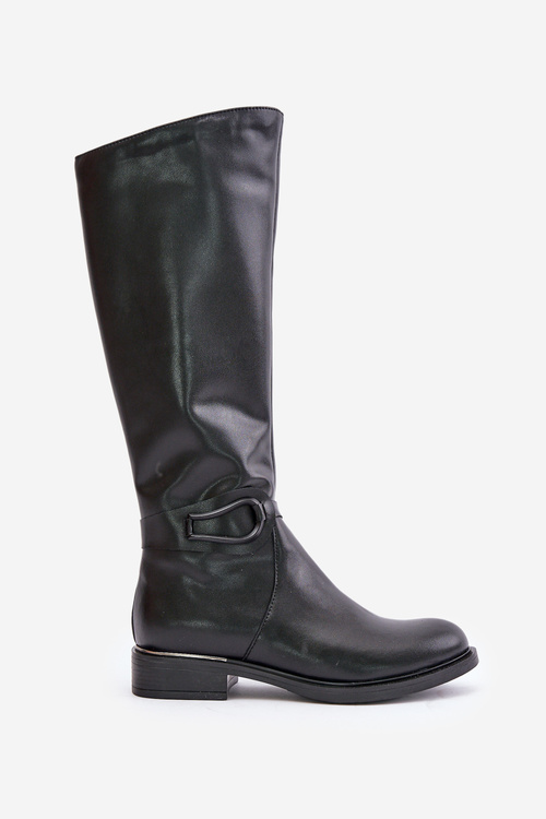 Zazoo 70140 Kožené Dámske Čižmy Po Koleno Zateplené Čierne