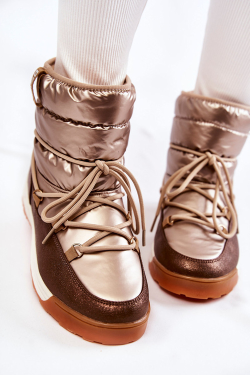 Dámska snehová topánka pamäť pena veľká hviezda kk274276 zlato-hnedá