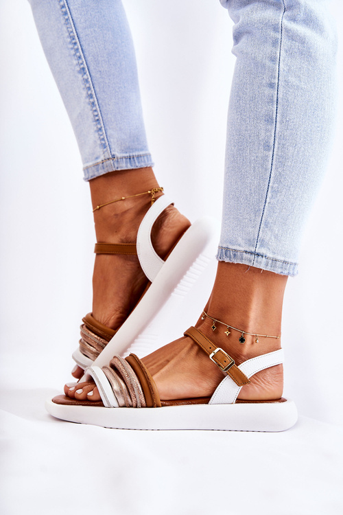 Módne kožené dámske sandále Maciejka 05561-11 biele