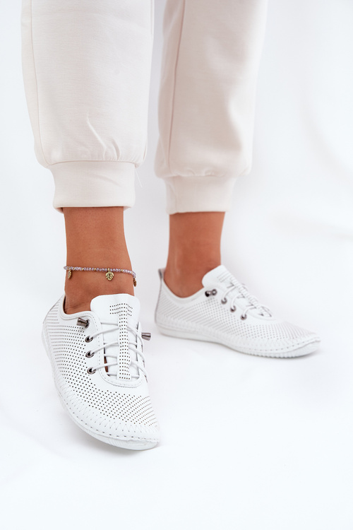 Dámské Kožené Polobotky Z Přírodní Kůže Artiker 54C0831 Bílé