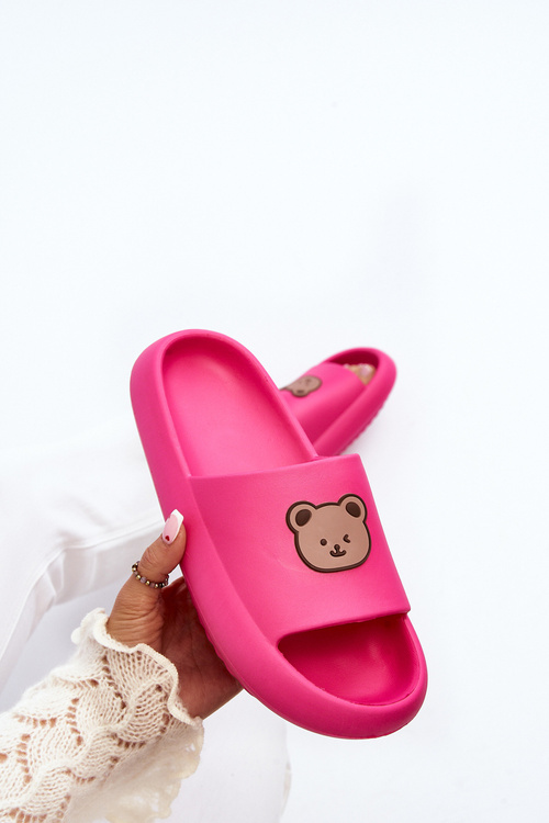 Ľahké ženské penové žabky s plyšovým medveďom lia fuchsia