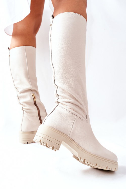 Béžové kožené boty Nicole 2685