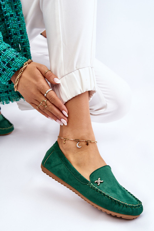 Dámské semišové mokasíny s zdobením Zelená Leah