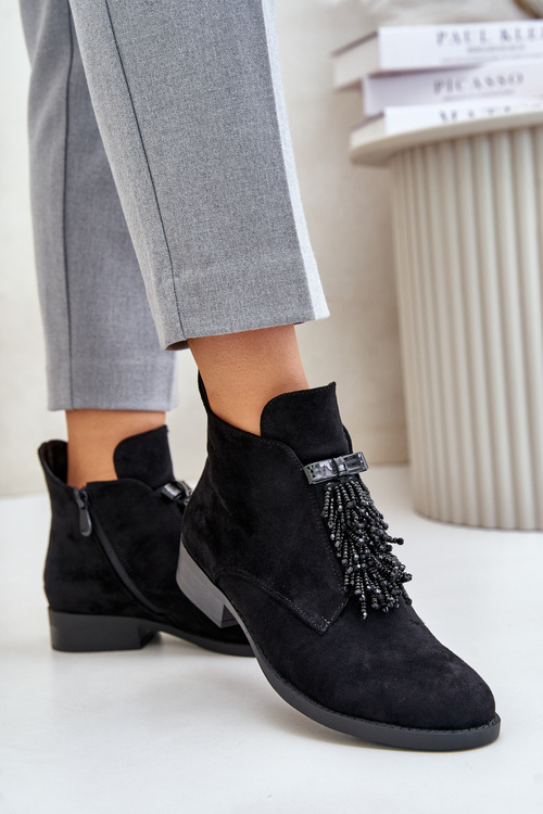 Zateplené Nízké Boty S Dekorací Na Zip Černé S.Barski HY42-715