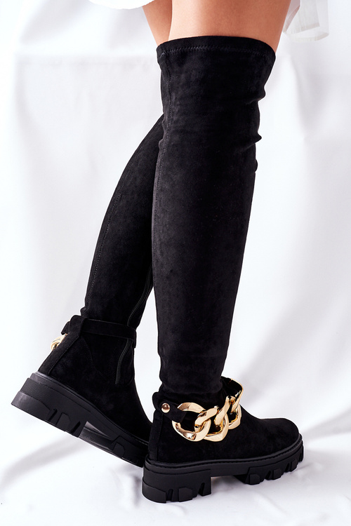 Semišové topánky nad kolenným čiernym Aucklandom