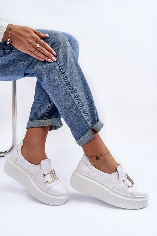 Dámské kožené polobotky na platformě Bílé Lewski 3398/2