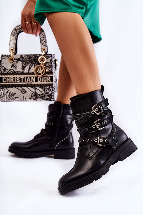 Dámské zateplené boty s proužky Hladký černé Lamberta