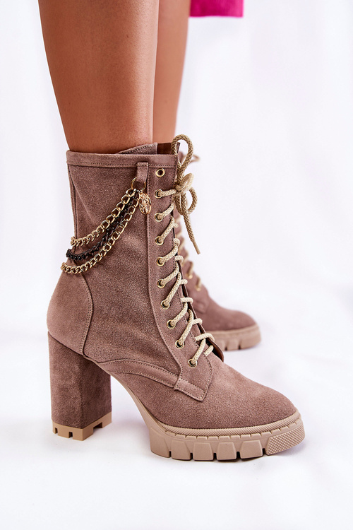 Semišové šněrovací boty Lewski Shoes 3244 / G Béžove