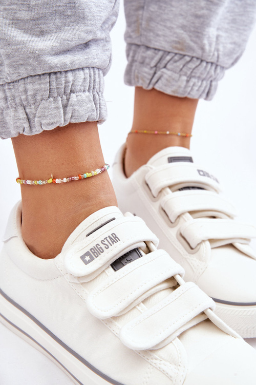 Klasické materiálové tenisky pre suchý zips veľkú hviezdu LL274A203 White