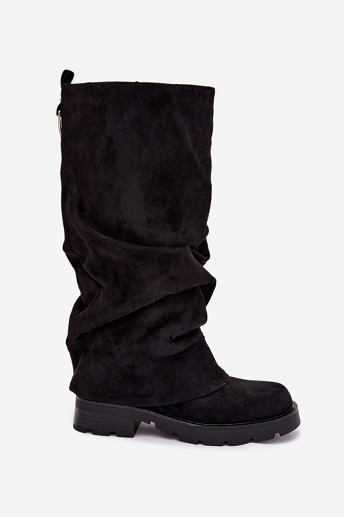 Dámske Kozačky Izolované Nazúvacie S Rypavým Nástavcom Čierne Ilvessa