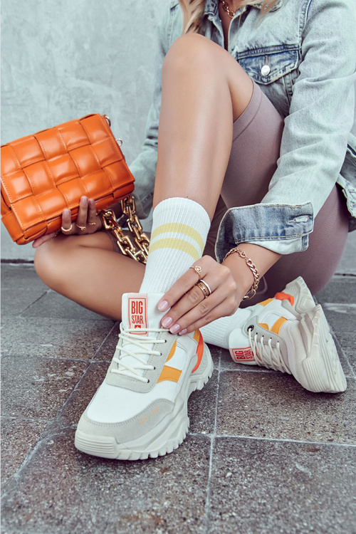 Dámska športová topánka veľká hviezda JJ274A411 biela a béžová