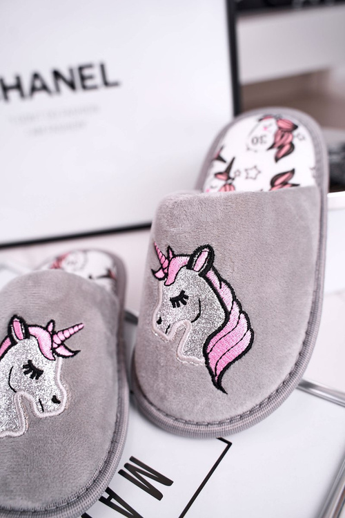 Dětské Domácí Pantofle S Jednorožcem šedé Unicorn