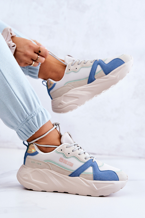 Dámské tenisky Memory Foam Big Star JJ274600 béžovo-modrá