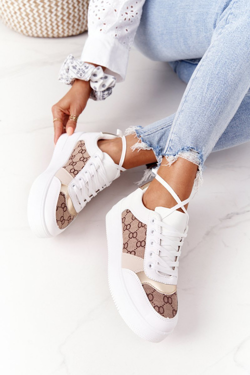 Dámská Sportovní Obuv Sneakers Na Platformě Bílé-Zlaté Allisone