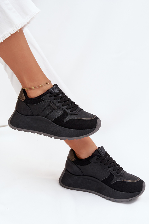Zateplené Dámske Sneakers Na Platforme Big Star SS274007 HI-POLY SYSTEM Čierne