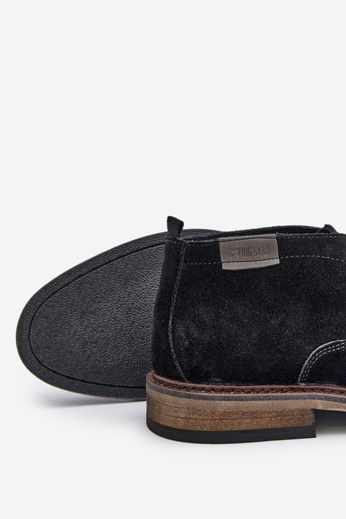 Semišové Pánské Boty Na Šněrování Černé Big Star OO174146