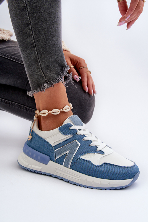 Dámske jeansové tenisky z ekokože modré Vinelli