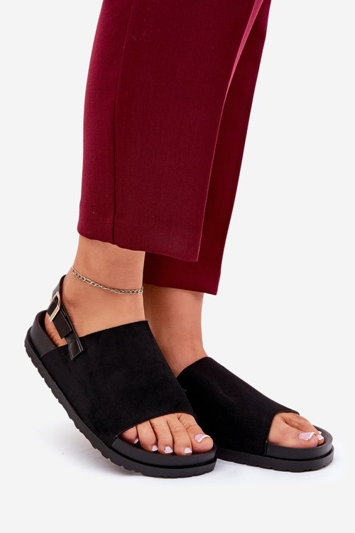 Dámske Sandále Z Eko Semišu Na Platforme Čierne Migola