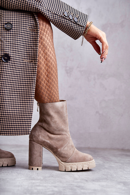 Semišové vysoké podpätky beige elia