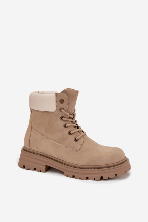 Dámske šnurovacie čižmy béžové Norena