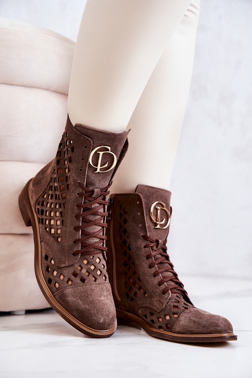 Openwork Leather Leather Nicole Brown 2695