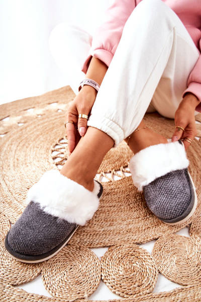 Pantofle S Fleecovou Podšívkou Světle šedé Flamarin