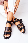 Ploché kožené sandále čierna loretta