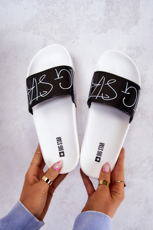 Dámske gumové papuče veľká hviezda JJ274A276 biela a čierna