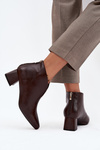 Eko kožené dámske členkové čižmy na opätku čokoládové Rylina