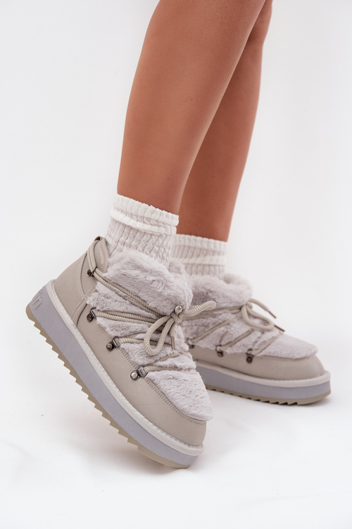 Nízke snehule na platforme s kožušinou D.Franklin DFSH370011 Svetlosivé