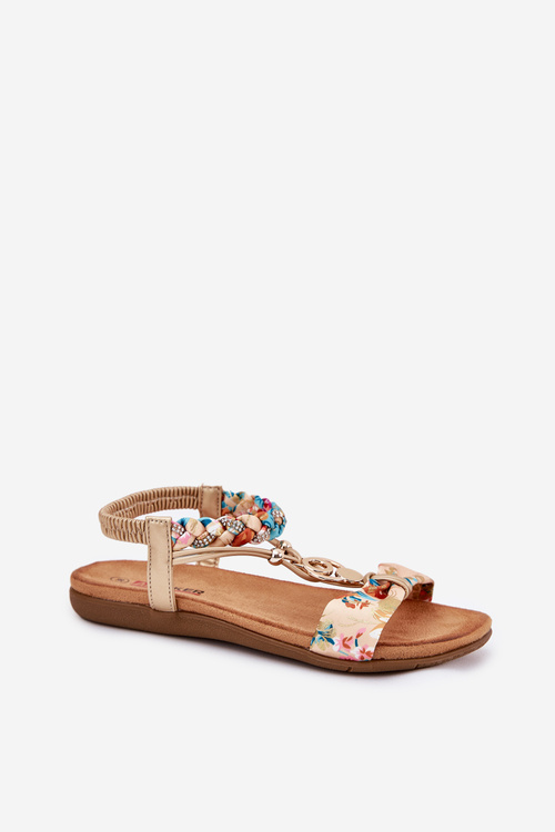 Dámske Ploché Sandále S Pletenými Popruhmi A Ozdobou Artiker 56C1316 Zlaté