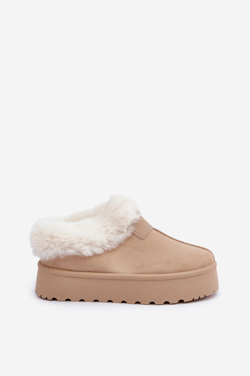 Sněhule S Nízkým Svrškem S Kožíškem Na Platformě Eko Semišové Světle Béžové Neathoria