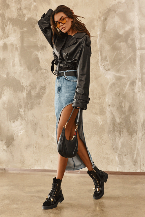 Dámské módní boty se zipem a ozdobami D&A MR870-76 černé