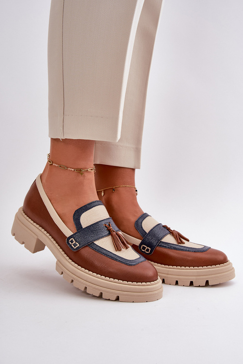 Kožené Dámske Mokasíny Hnedé Laura Messi 2835