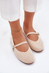 Ploché baleríny s páskem eko semišové béžové Tirilina