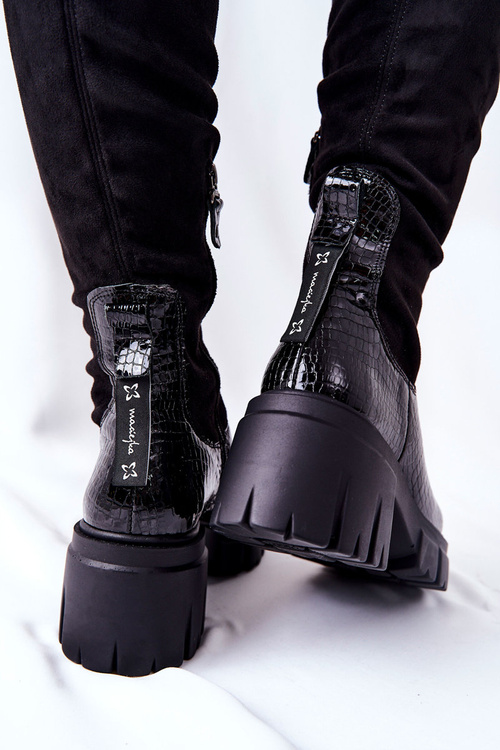 Kožené Boty Maciejka Krokodýlí černé 05260-01