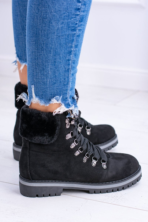 černé dámské kotníkové boty s kožešinou Vices K2