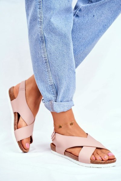 Dámské Sandály Big Star Ploché Práškové růžové FF274624