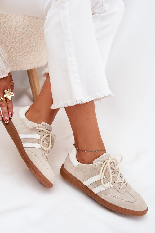 Nízké Kožené Tenisky Dámske Béžové Ismina