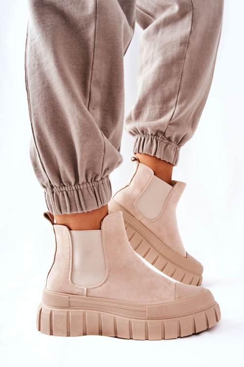 Suede topánky na platforme béžovej Jennily