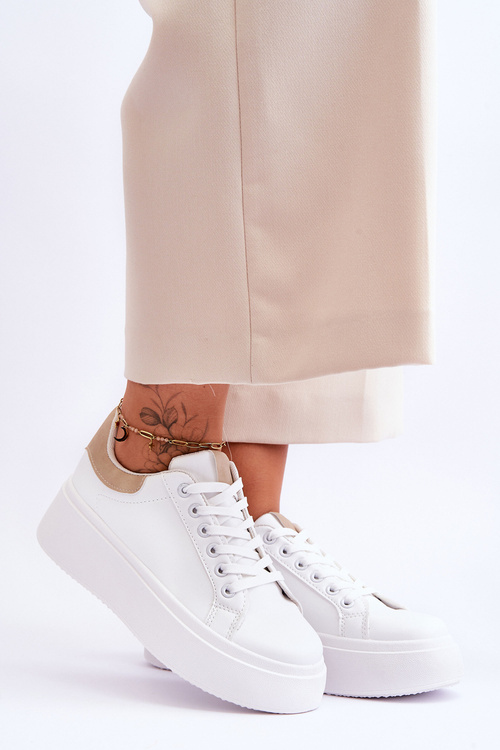 Sportovní Boty Na Masivní Platformě Bílé A Béžové Boneti