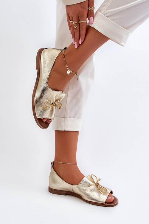 Kožené Dámské Baleríny Nicole 2660/064 Zlato