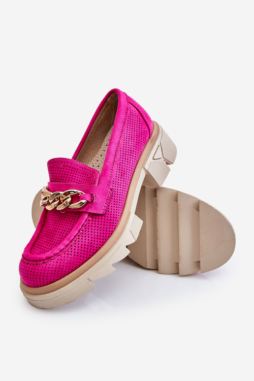 Dámské mokasíny Brogues s řetízkem Fuchsia Luella