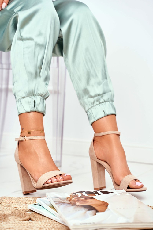 Dámské sandály Na Podpatku Semišové béžové Anastasie